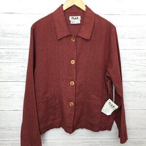 NEW Flax Women's Linen Jacket Shirt Button Front Lightweight Shacket Small